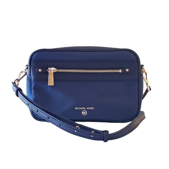 MICHAEL Michael Kors Handbags - Michael Kors Jet Set Charm Women's Navy Blue Crossbody Bag Nylon Leather Trim